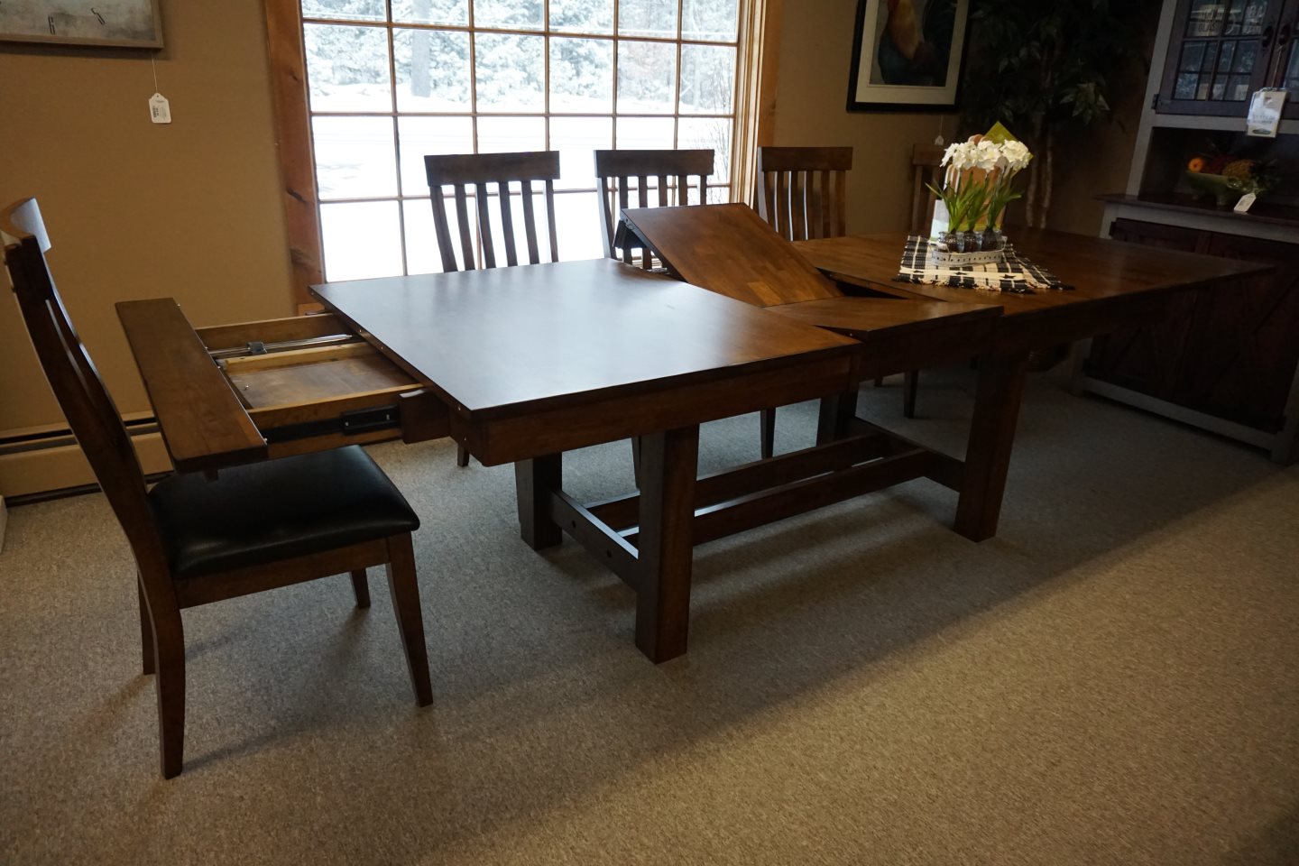 AAmerica - Mariposa Collection - Trestle Leg Table Seat & Rake Back Side Chairs