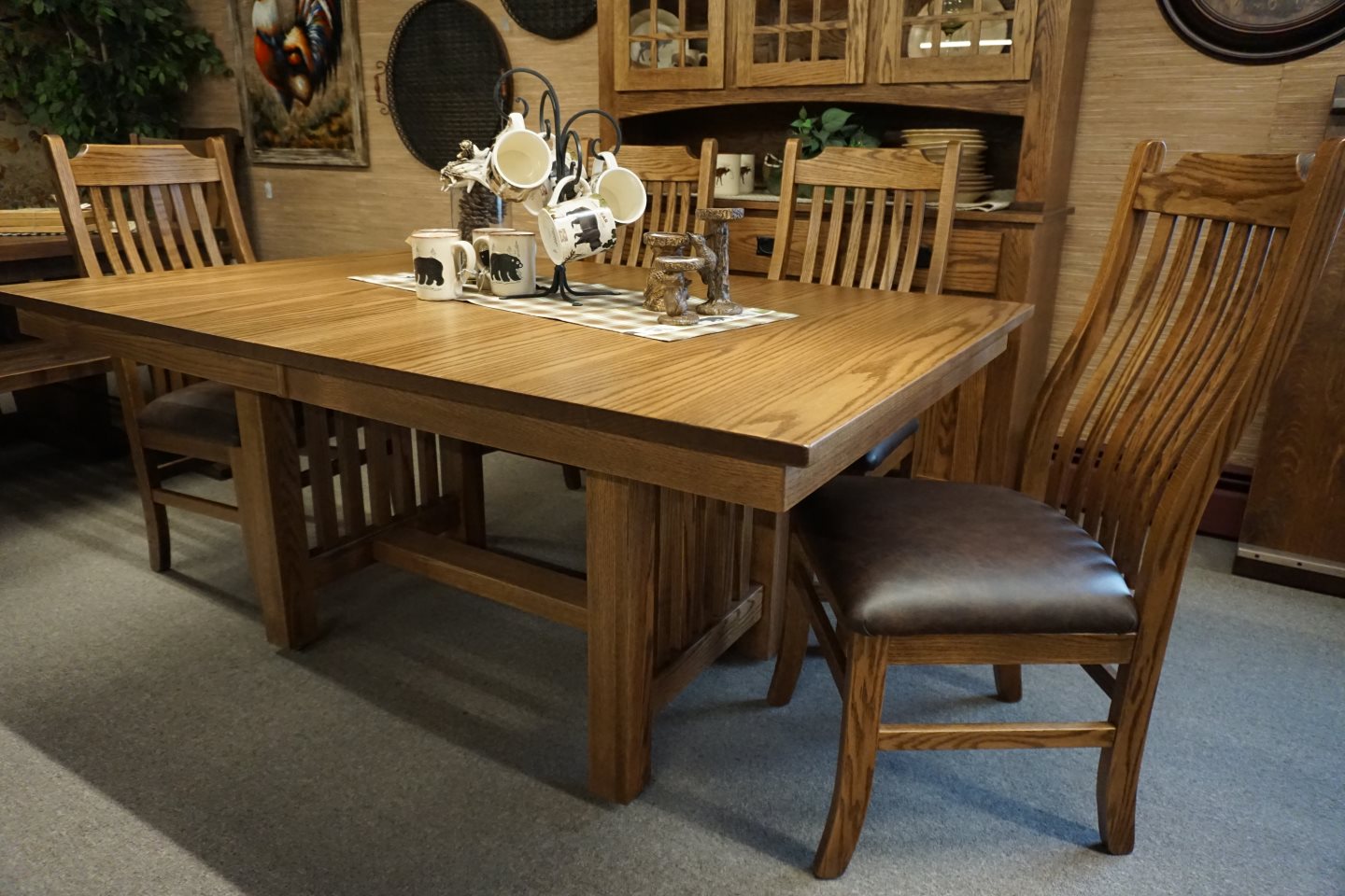 Amish - Standard Mission Table & Mission Slat Chairs
