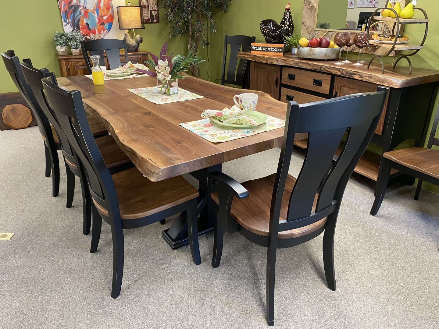 Live Edge Amish Table & Chairs - C40 & W21