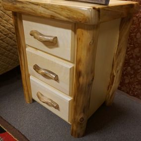 Rustic log Furniture 3 Drawer Nightstand