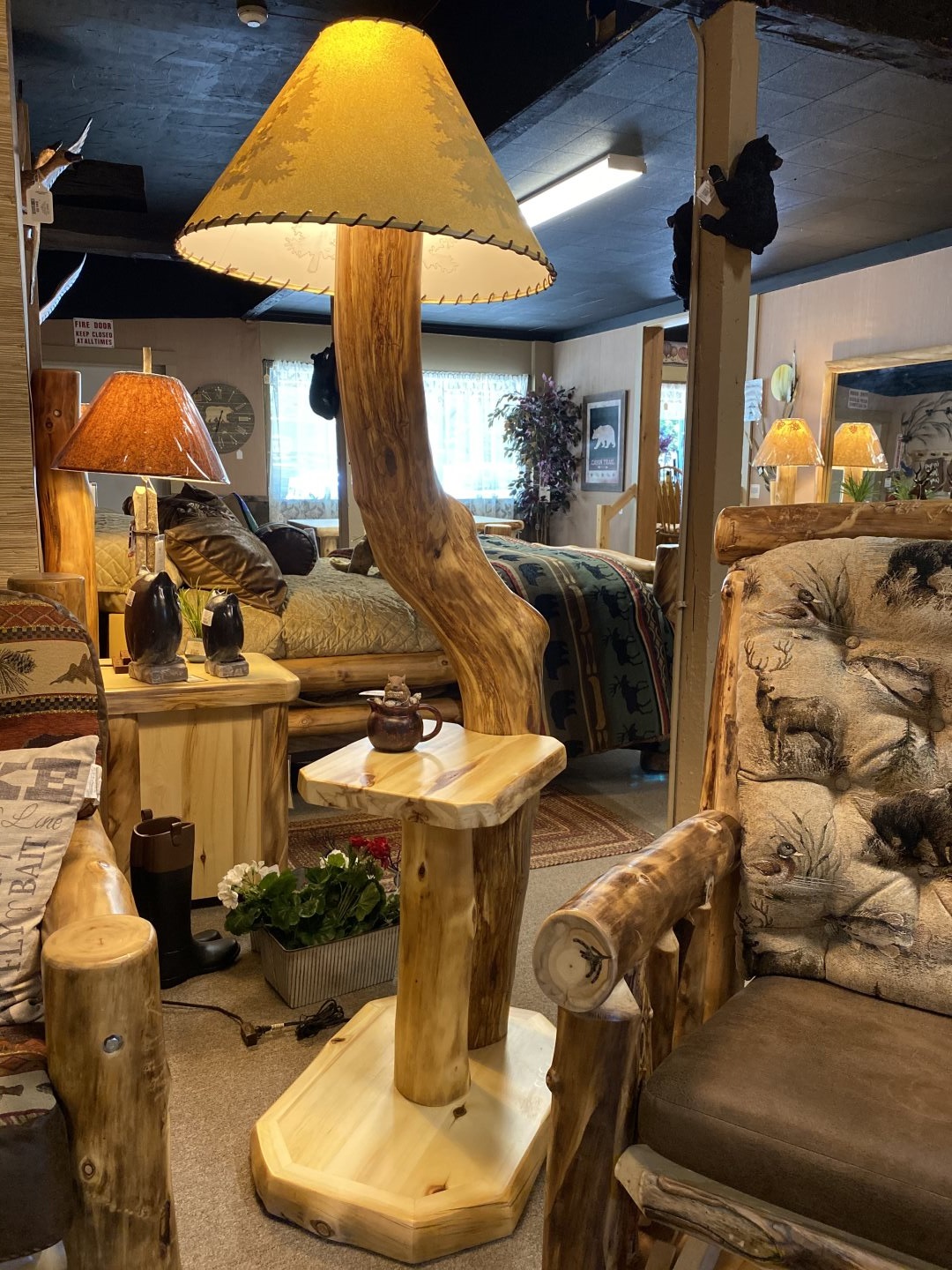 Rustic Log - Floor Lamp Shelf - Natural Aspen Wood