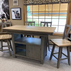 Liberty Furniture - Lindsey Farm Collection - Kitchen Island Counter Table & Swivel Stools