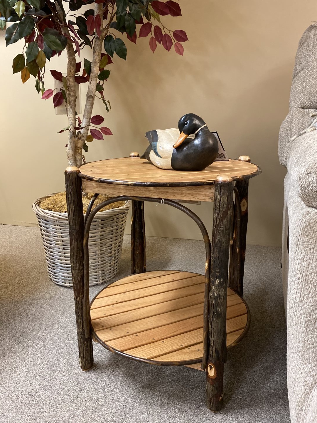 Amish - 2-Tier Round Slat End Table