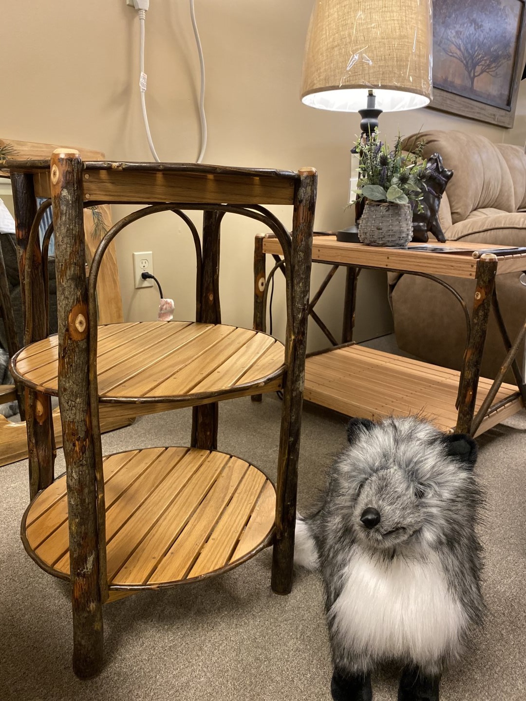 Amish - 3-Tier Round Slat End Table